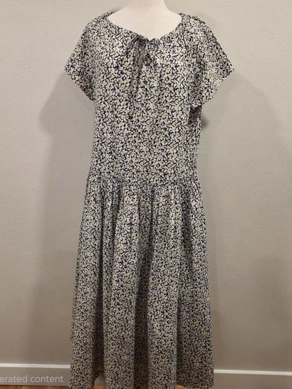 Apiece Apart Black Floral Cotton Midi Dress